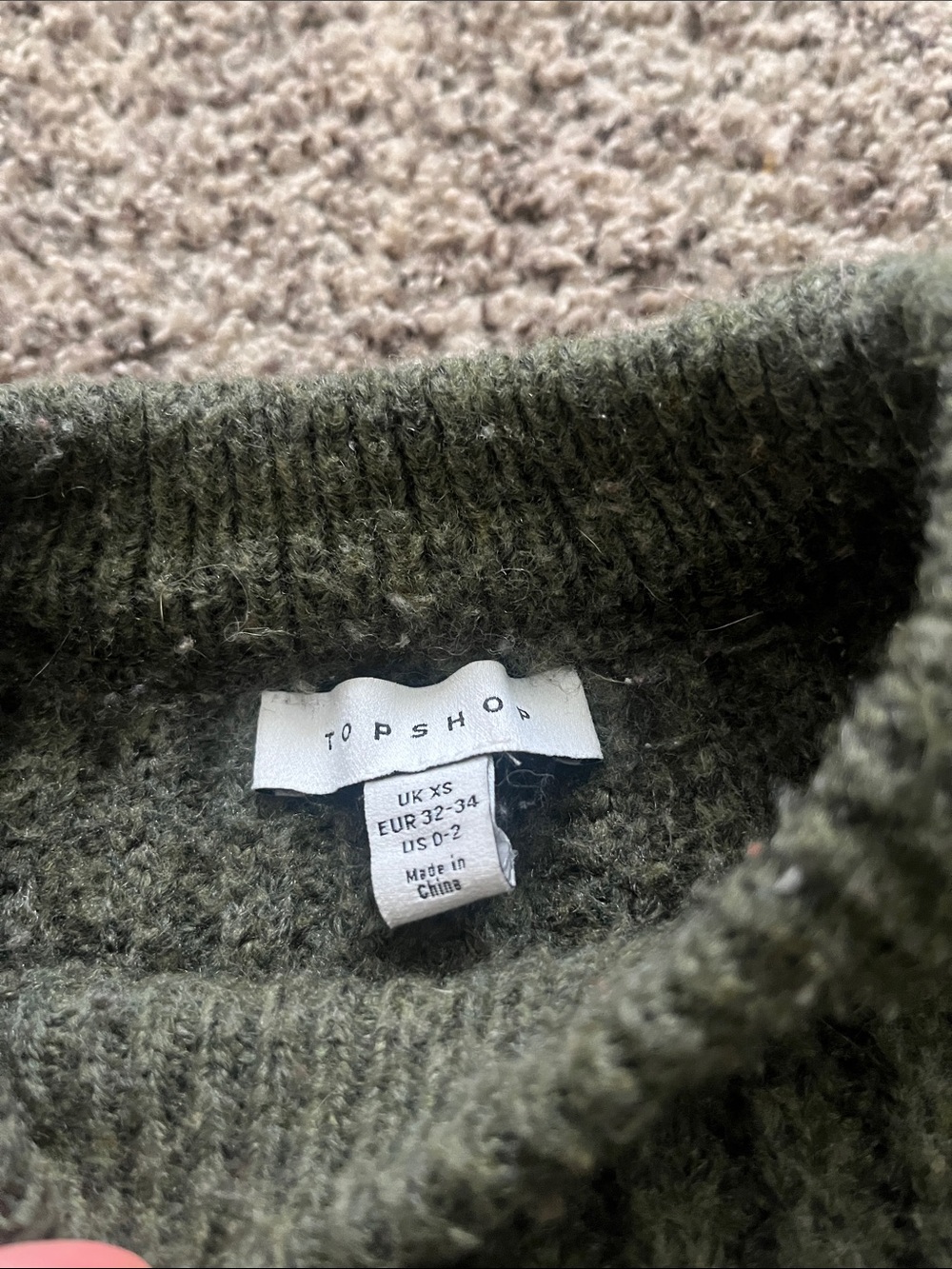 Topshop Olive Ribbed Crew Sweater - Picture 3 of 9